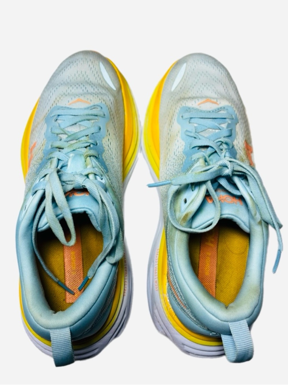 Hoka Bondi 8 Women's Light Blue and Yellow Running Shoes